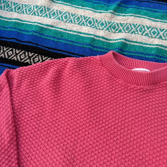 Vintage 80's Springfield Light Pink Cable Knit Crewneck Pullover Sweater Sz L - Picture 4 of 4